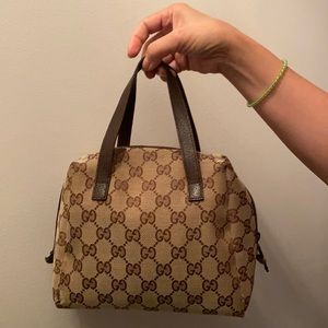 Gucci Small Handbag Beige Canvas Satchel